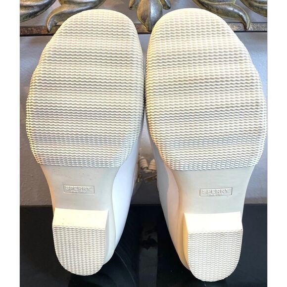New Sperry Top Sider Saltwater  Ivory Chevron Quilted Shaft Nylon Duck Boots 10 - Picture 9 of 11